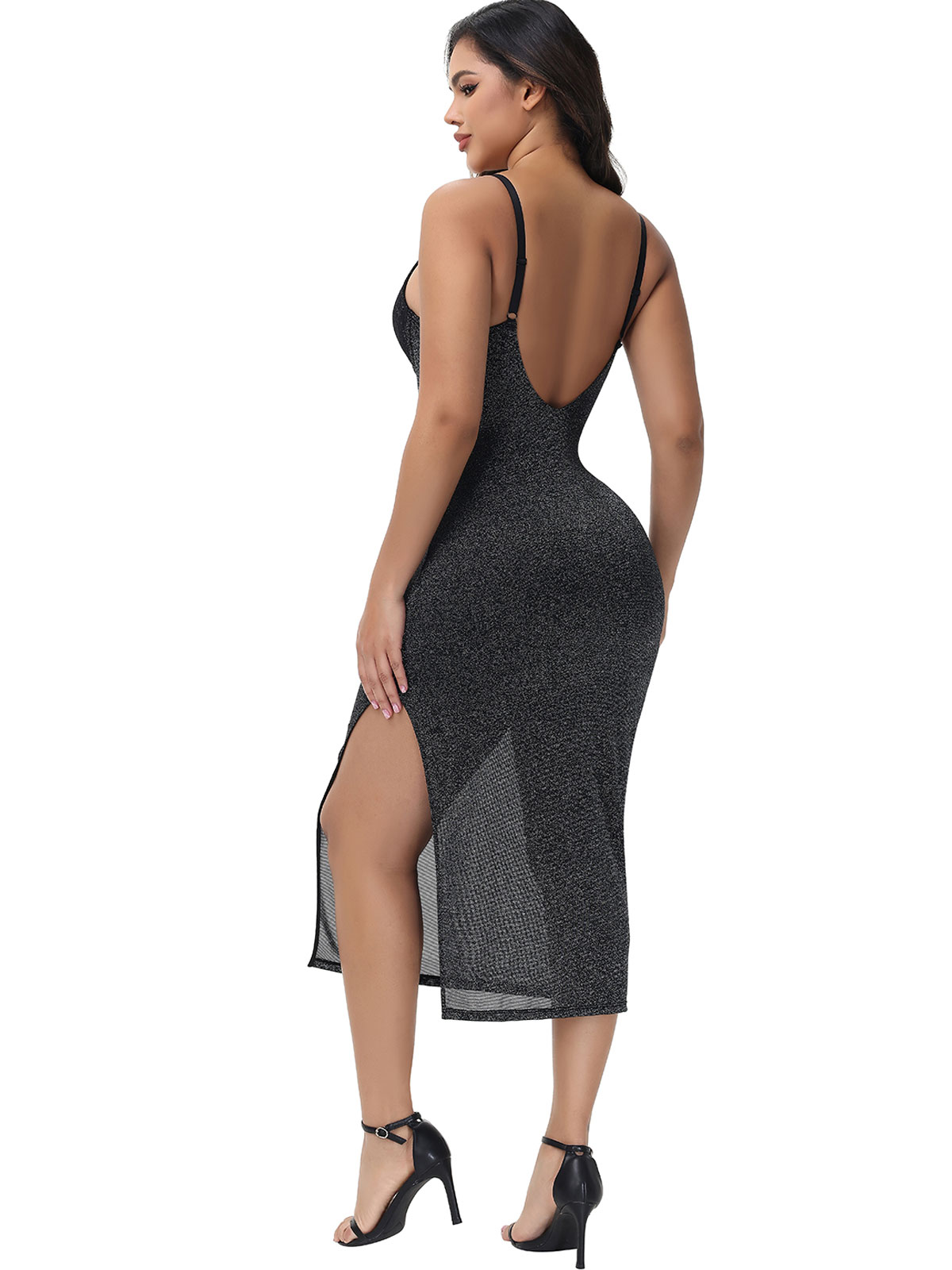 Shapewear Lace Hourglass Body Shaper Side Slit Dress