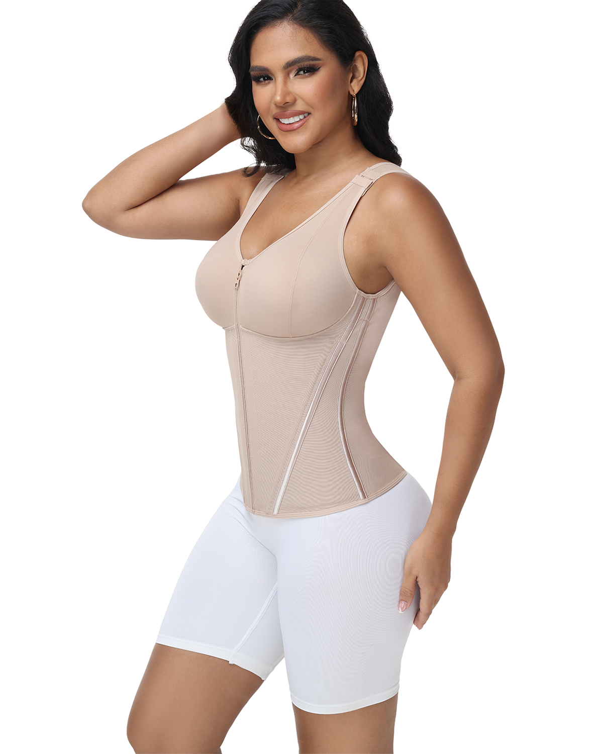 Corset Vest with Padded Bra Front Zipper Waist Trainer