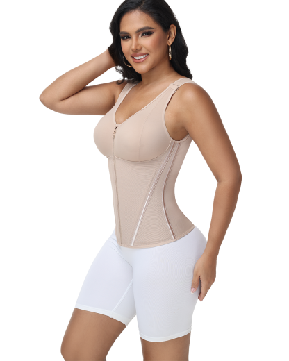 Corset Vest with Padded Bra Front Zipper Waist Trainer