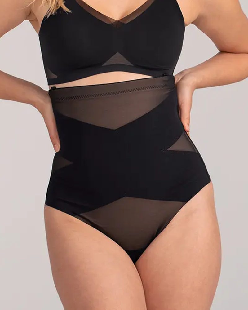 Mesh Crisscross High Waist Tummy Control Butt Lifting Shapewear Shorts