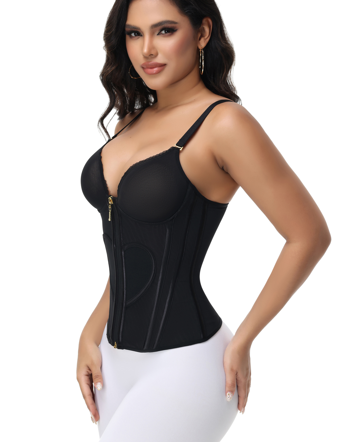 Heart Shape Tummy Control Compression Tanks Corset Waist Trainer Body Shaper with Zipper
