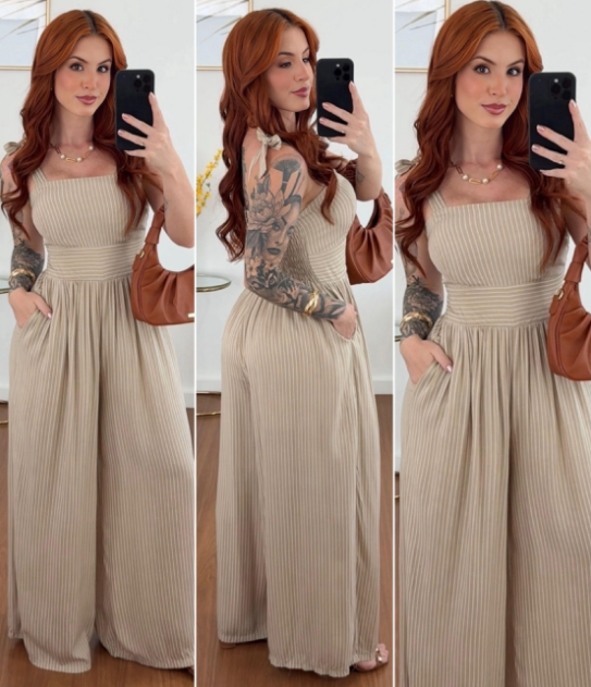 Casual Wide Straps Straight Neckline Jumpsuit