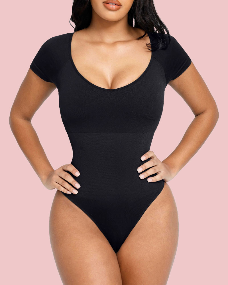 Short Sleeve Seamless Elasticity Waist Trainer Compression Shapewear