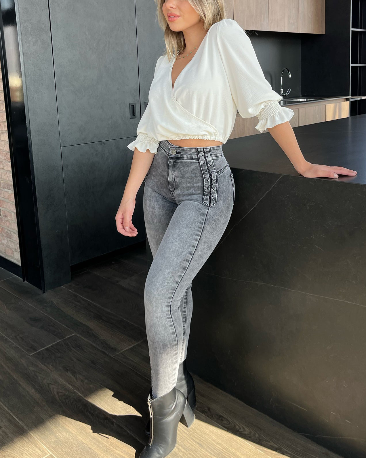 Braided Design Skinny Fashion Jeans