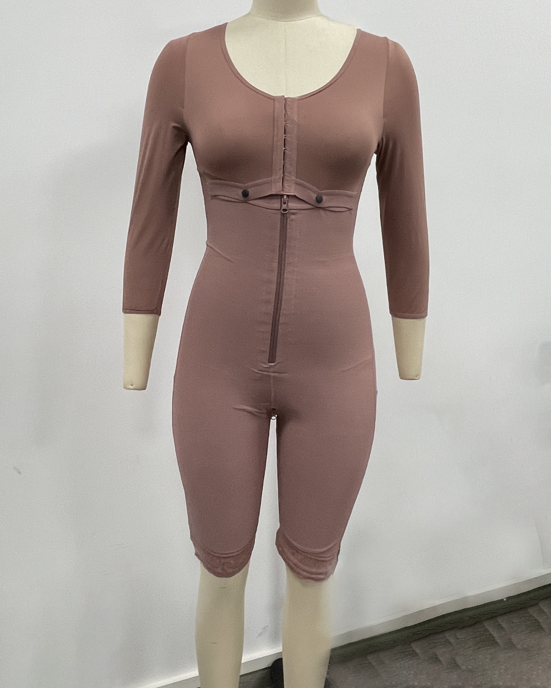 Full Body High Compression Tummy Control Mid-leg Faja With Sleeves