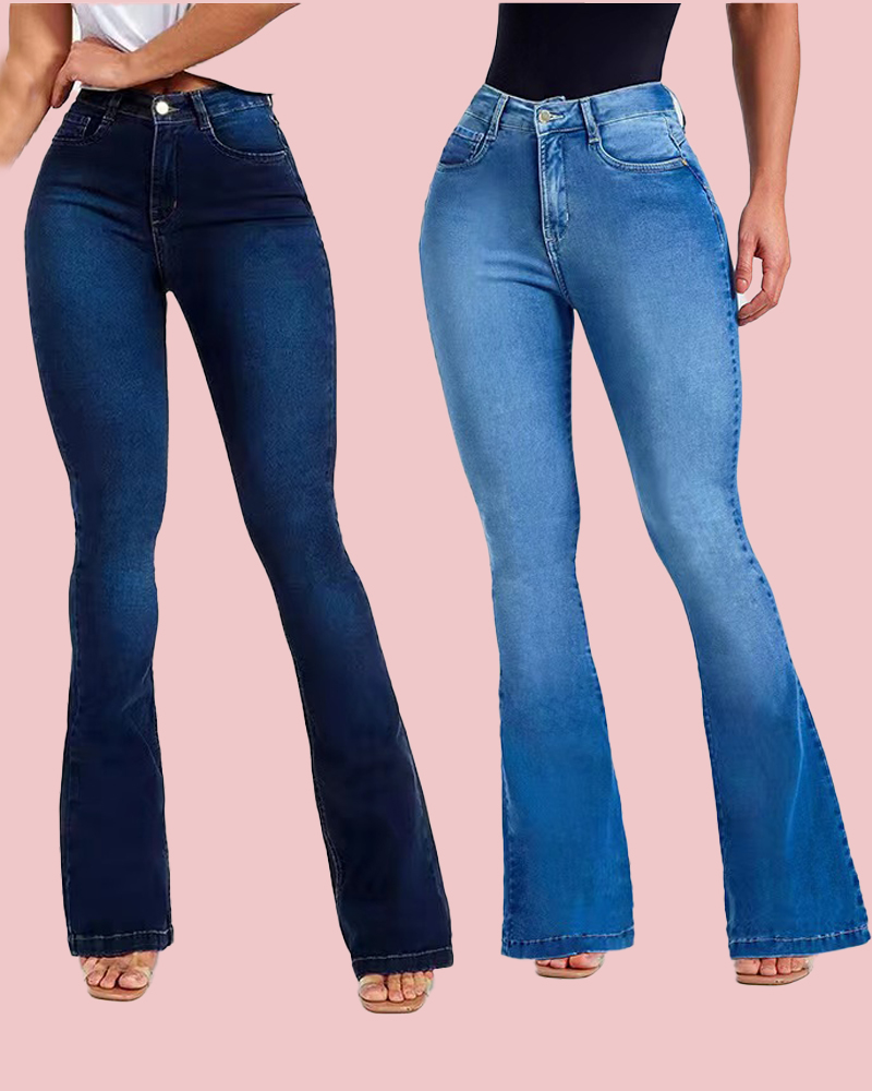 women's high waist slim stretch flared jeans