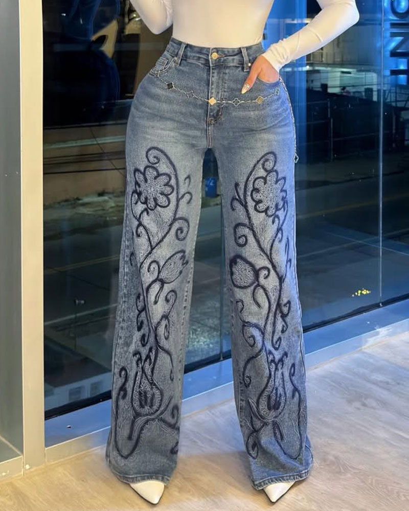 Women's Slim-Fit Embroidered Jeans