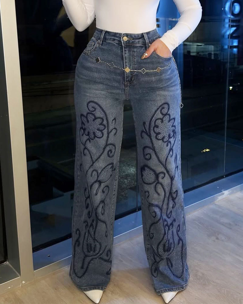 Women's Slim-Fit Embroidered Jeans
