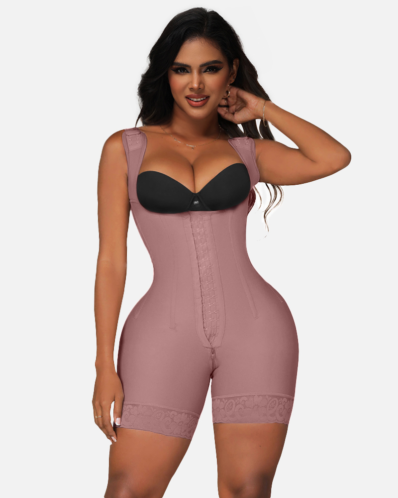 Women Faja Tummy Control Open Bust Shapewear Thigh Slimmer Zipper Crotch Body Shaper