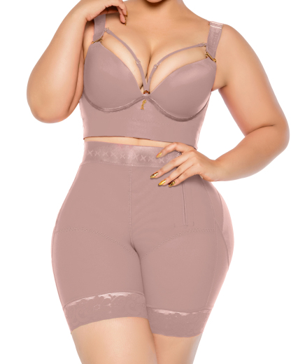 High Waist Side Zipper Butter Lifter Faja Shorts