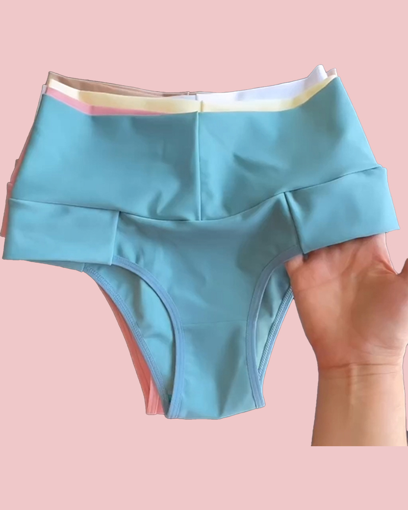 Solid Color High-Waisted Panties