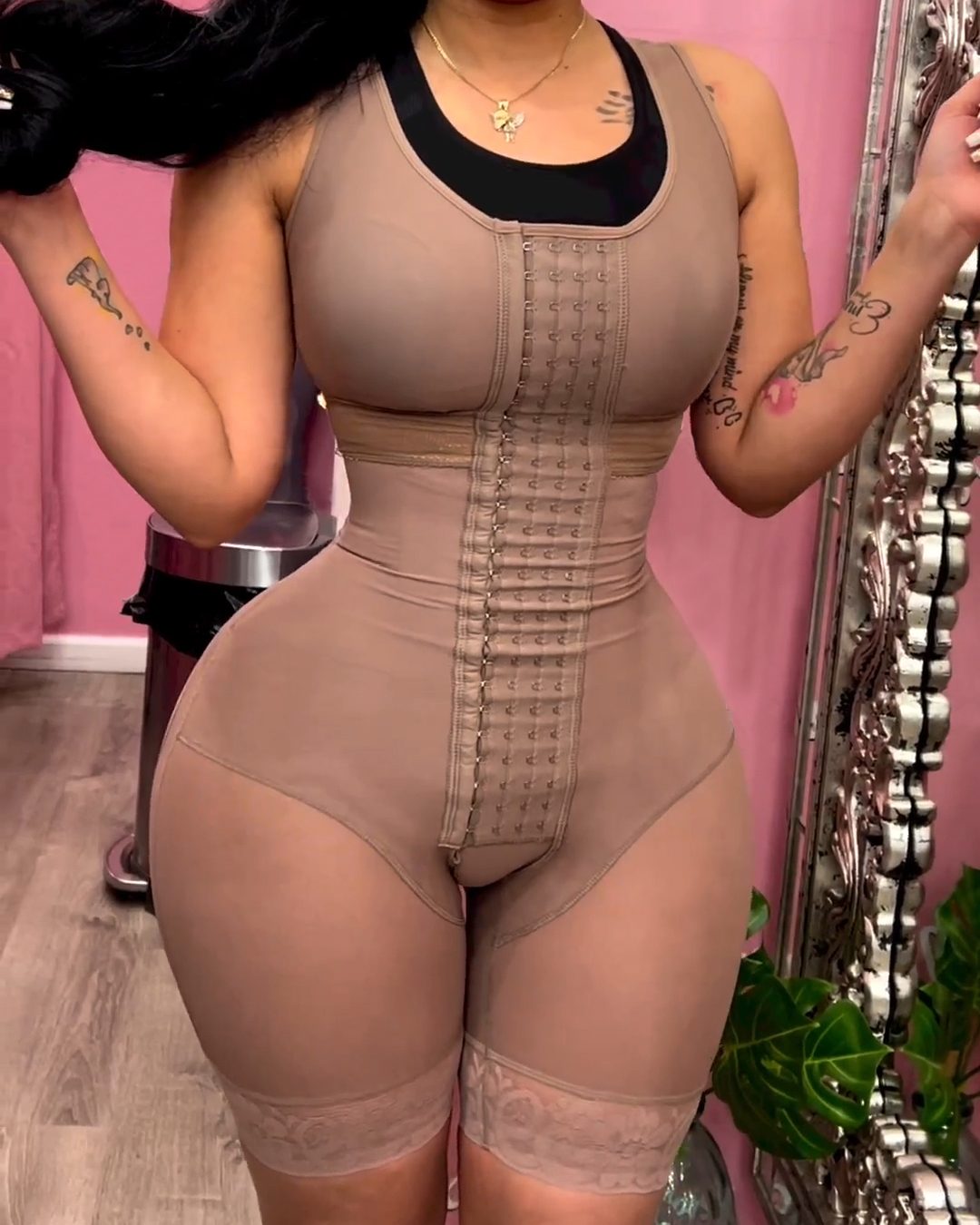 Full Body Shapewear For Women Tummy Control Hook And Eye Closure Adjustable Breast Support Bodyshaper