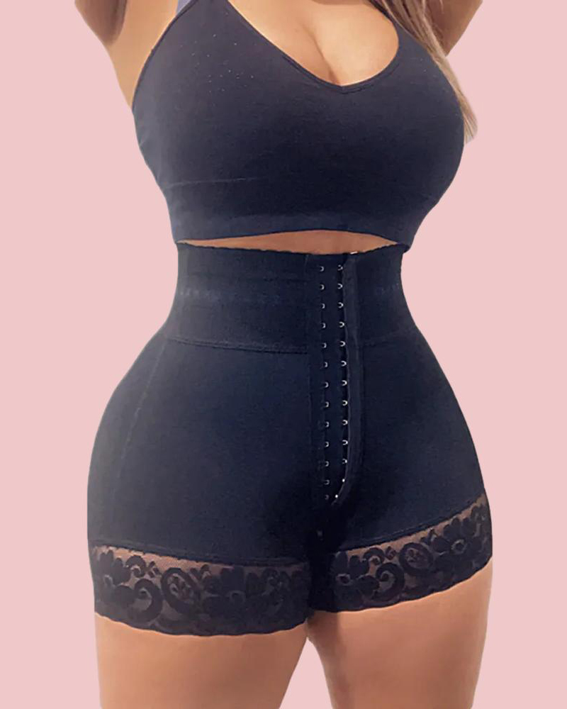 BBL Shorts Double Compression High Waisted Hook & Eye Control With Mid-section Tummy Control Curvy Fit