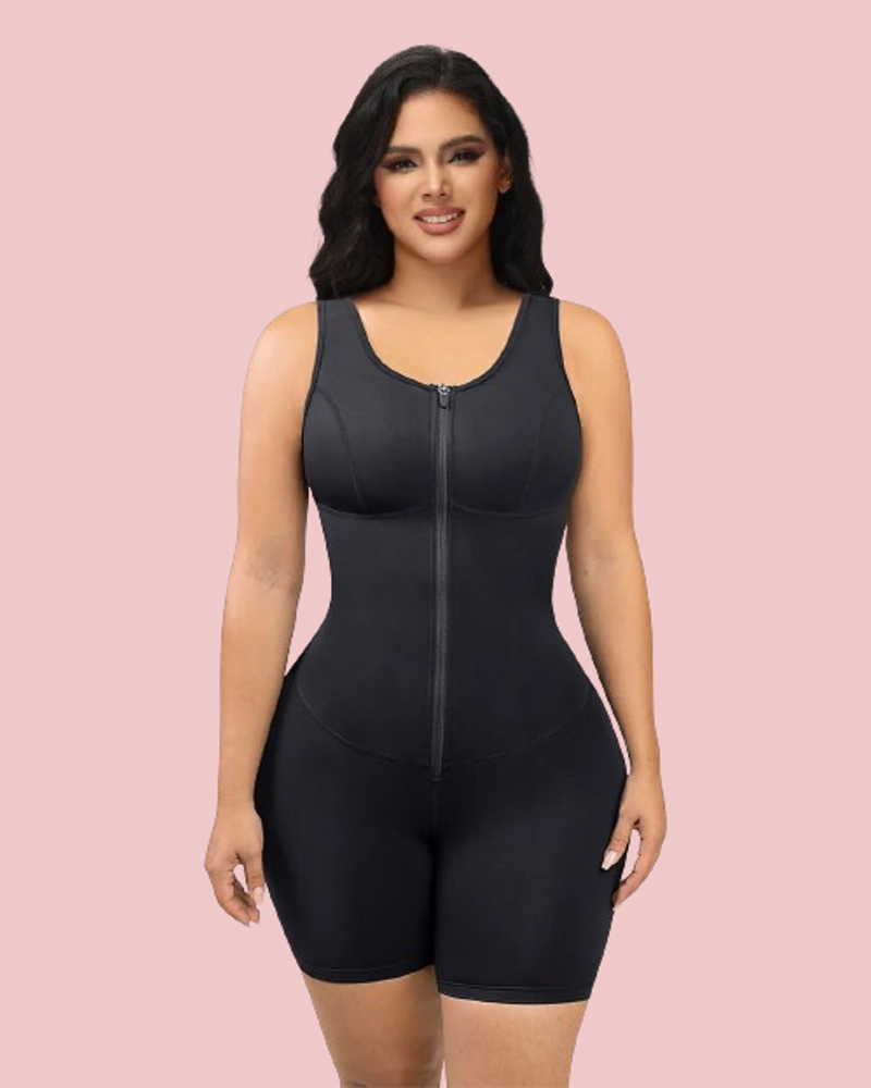 Workout Zipper Control Compression Jumpsuit: Streamlined Comfort and Style