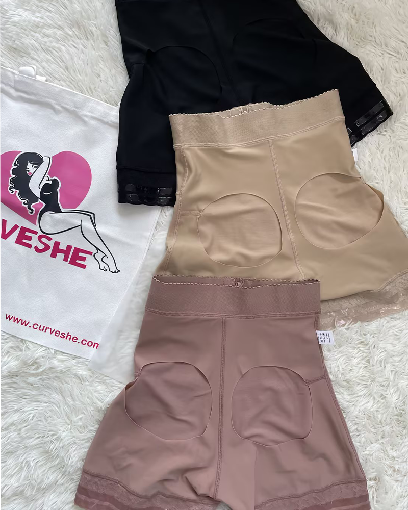 Internal Hooks Firm Compression Zipper Butt Lift Peahcy Shaper Shorts