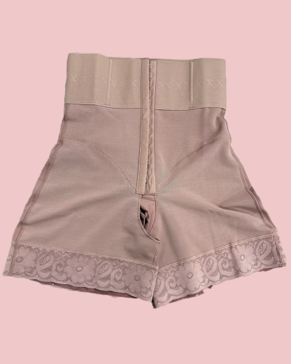 Lace Stitching Butt Lifting Slimmer Front Buckle Shaping Shorts