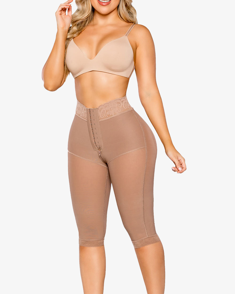 Women's High Waisted Shaping Midi Pants Grommet Control