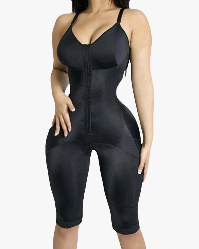 Women's Compression Garments Front Closure Hook-eye Butt Lifter Sheapwear With Flatten Abdomen Mid-Leg