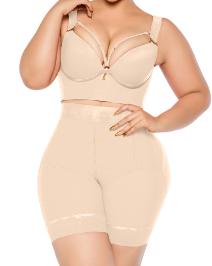 High Waist Side Zipper Butter Lifter Faja Shorts