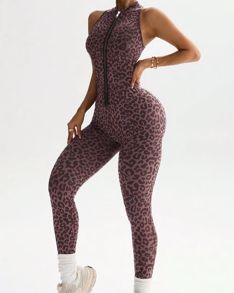 Sexy Leopard Print Yoga Jumpsuit