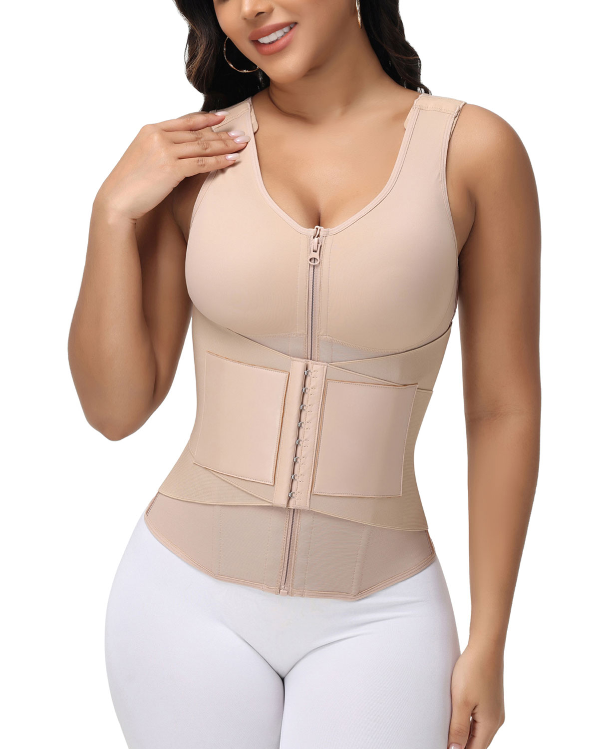 Zipper & Button Double Pressure Women's Waist Trainer