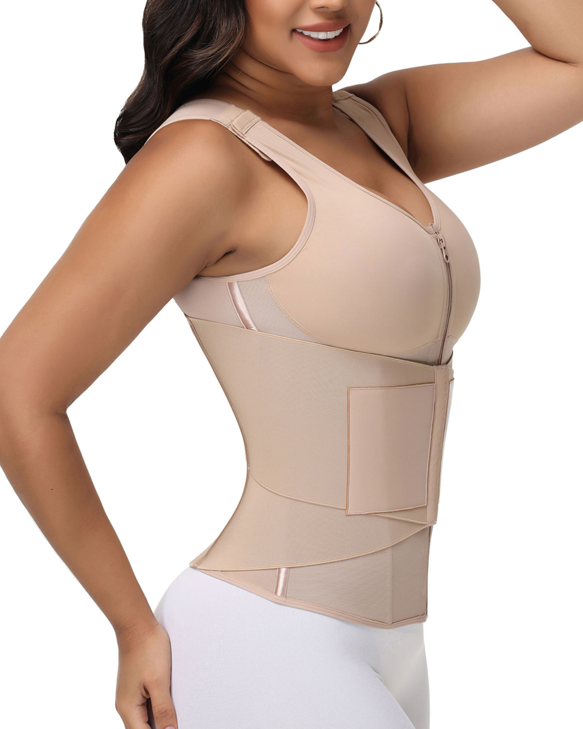 Zipper & Button Double Pressure Women's Waist Trainer