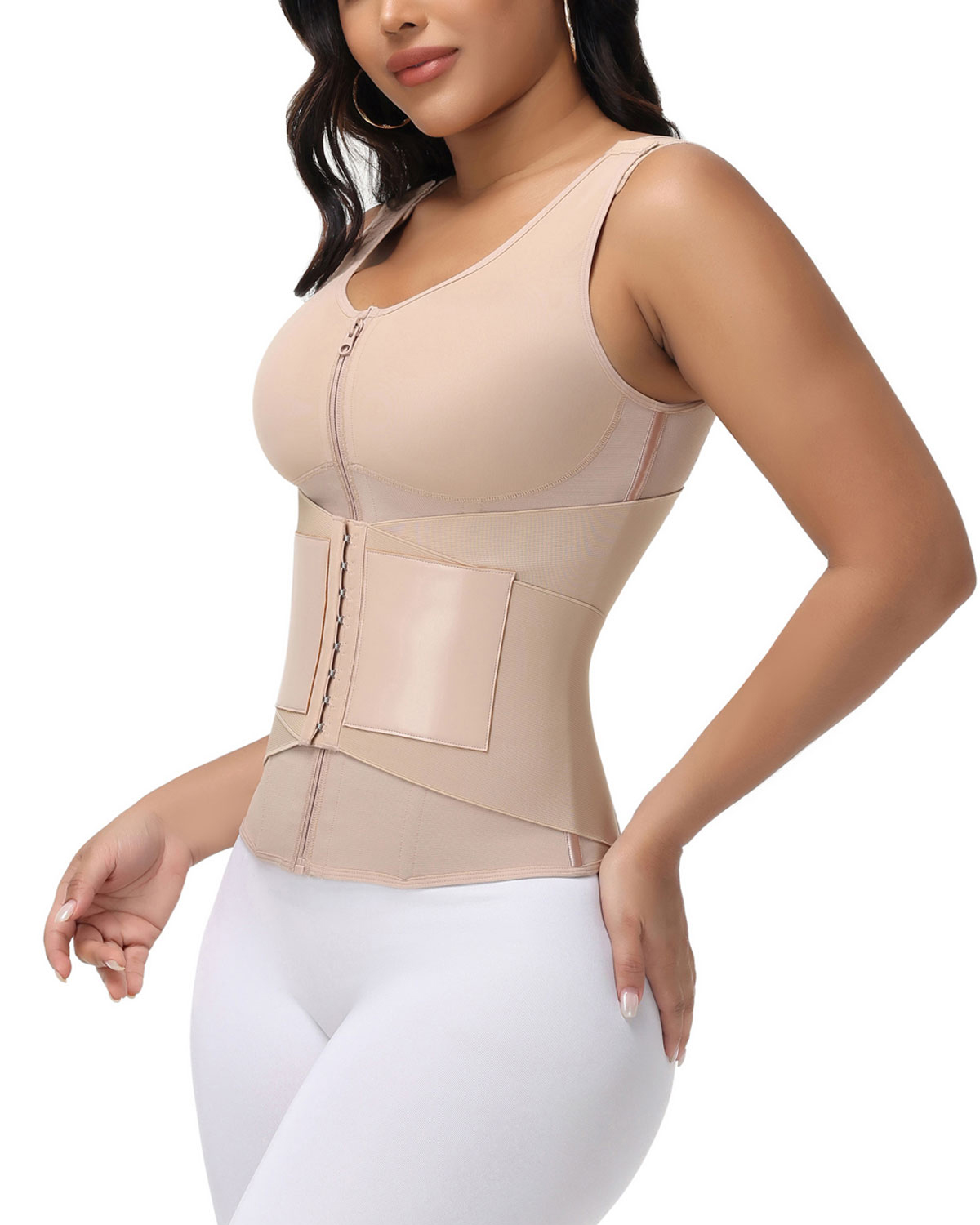 Zipper & Button Double Pressure Women's Waist Trainer