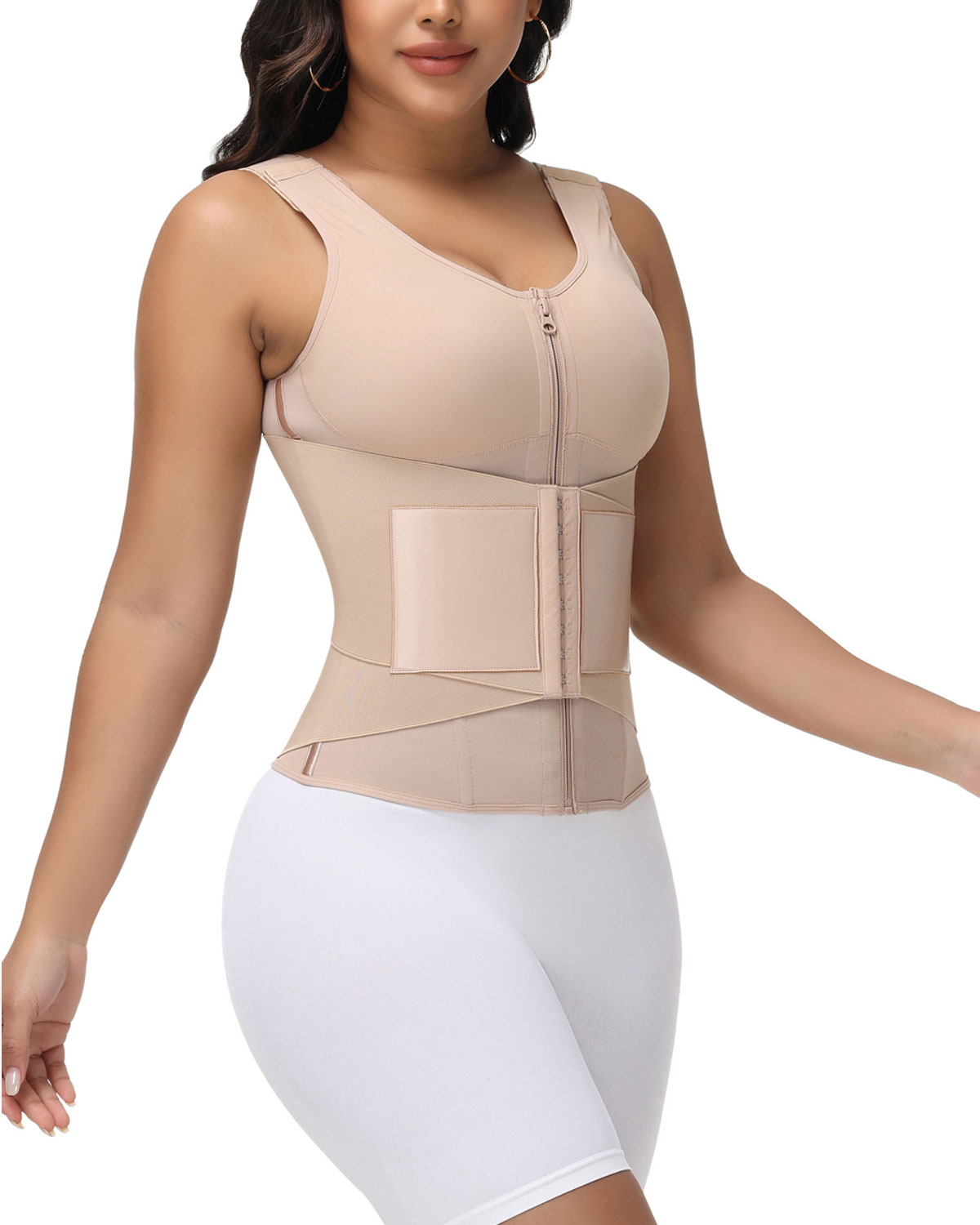 Zipper & Button Double Pressure Women's Waist Trainer