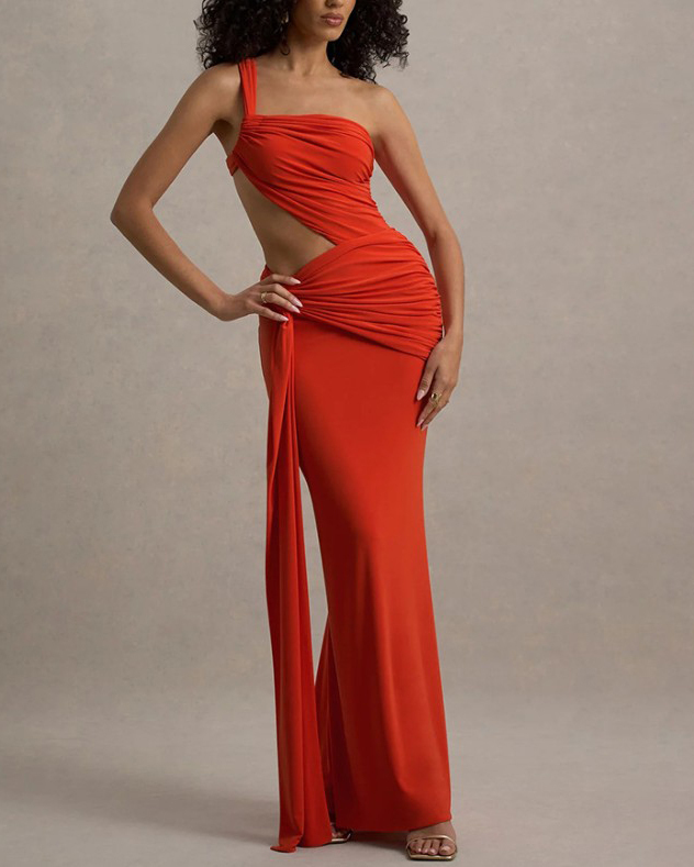 One-Shoulder Backless Hollow Bodycon Long Dress