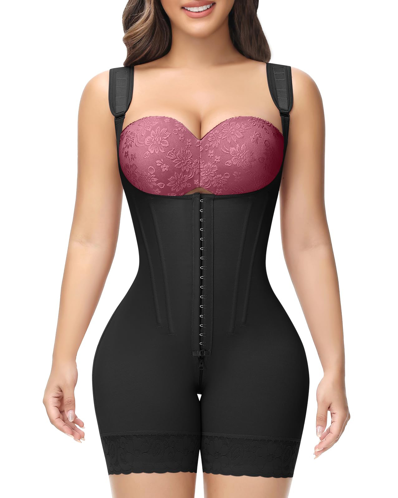 5095 Hook & Eye Tummy Control Zipper Crotch Shaping Bodysuit