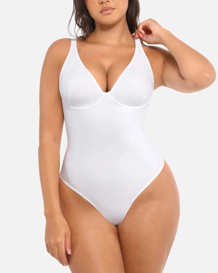 Women's V-Neck Slimming Thong Shapewear Bodysuit