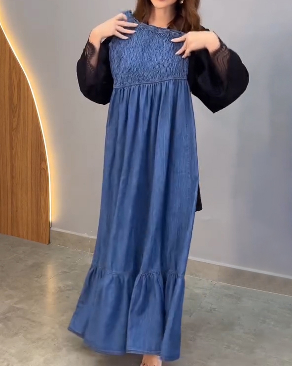 Off-the-Shoulder Slimming Denim Dress