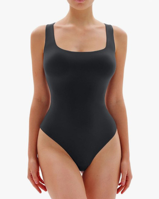 Comfortable Seamless Square Neck Sleeveless Thong Bodysuit