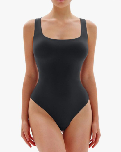 Comfortable Seamless Square Neck Sleeveless Thong Bodysuit