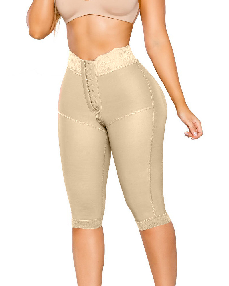 Women's High Waisted Shaping Midi Pants Grommet Control