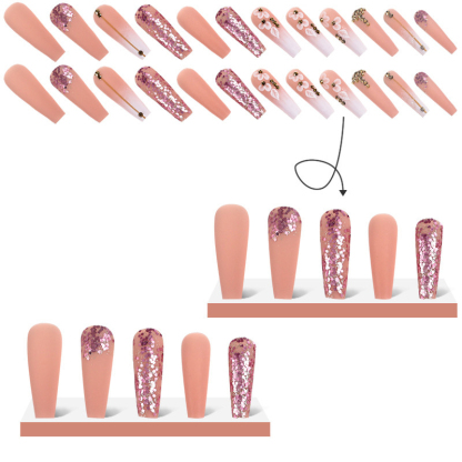 Gradient Camellia Wearable Manicure with Diamonds