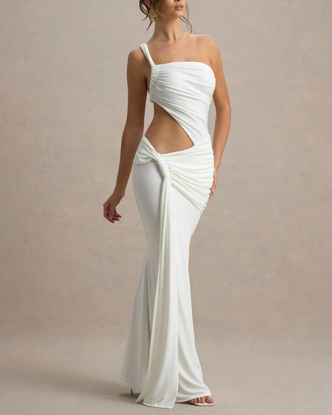 One-Shoulder Backless Hollow Bodycon Long Dress