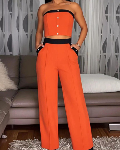 Sexy Fashionable Sleeveless Trousers 2-Piece Set