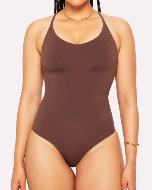 Adjustable Strap Seamless Thong Bodysuit