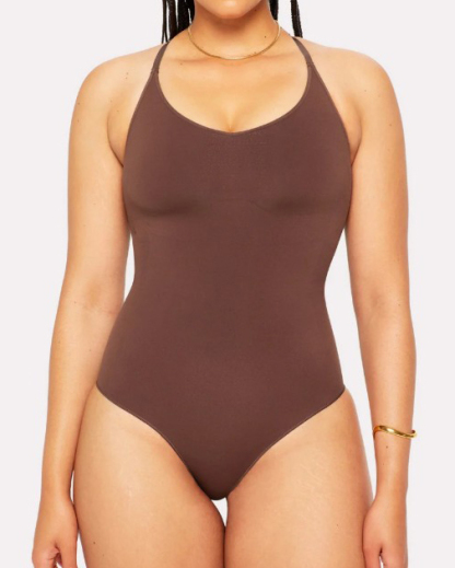 Adjustable Strap Seamless Thong Bodysuit