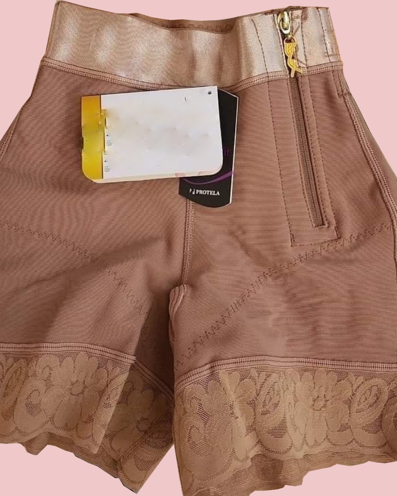 High Waist Side Zipper Butter Lifter Faja Shorts