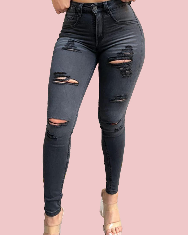 Ripped skinny jeans for women 