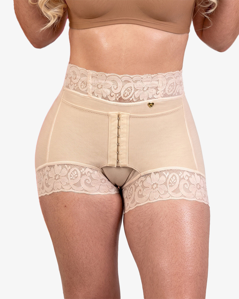 Floral Lace Front Hook Hip Lifting Shaping Shorts