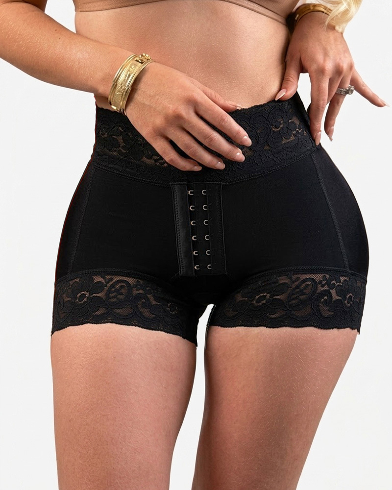 Floral Lace Front Hook Butt Lifting Shaping Shorts