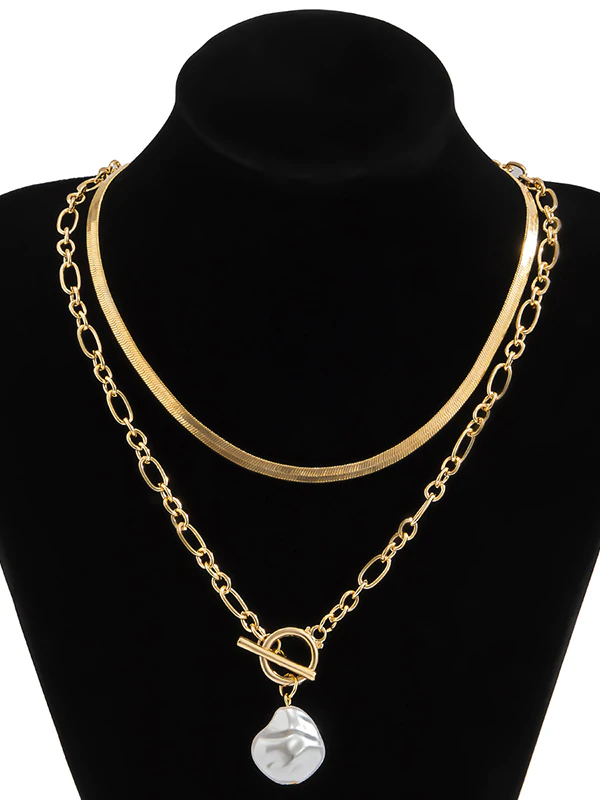 Fashion Hip-Hop OT Buckle Flat Ssnake Bone Necklace