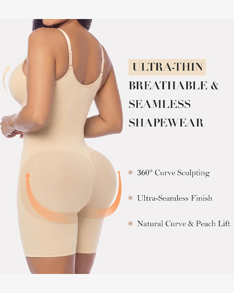 Double-Layer Tummy Control Faja Bodysuit Front Zipper Butt Lifting Body Shaper