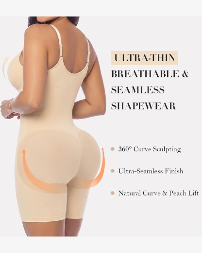 Double-Layer Tummy Control Faja Bodysuit Front Zipper Butt Lifting Body Shaper