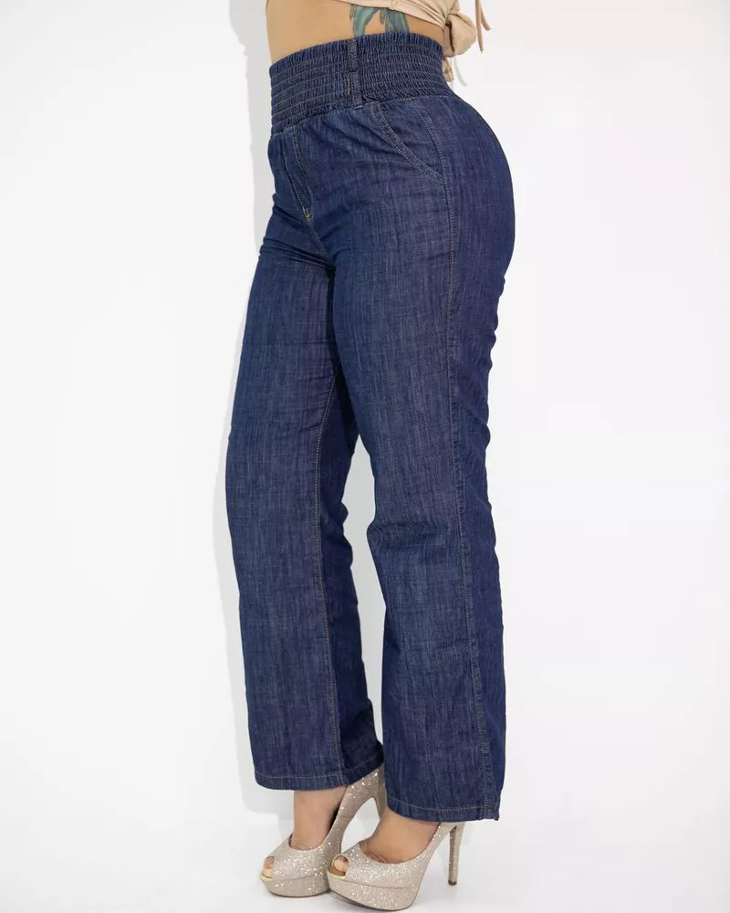 Wide-Leg Jeans With Elastic Waistband