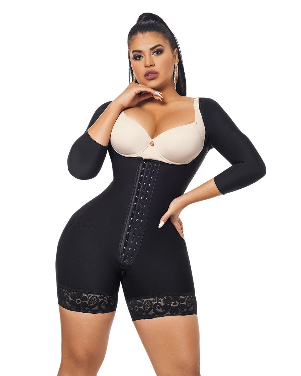 High Compression Tummy Control Hourglass Fajas Colombianas With Sleeves