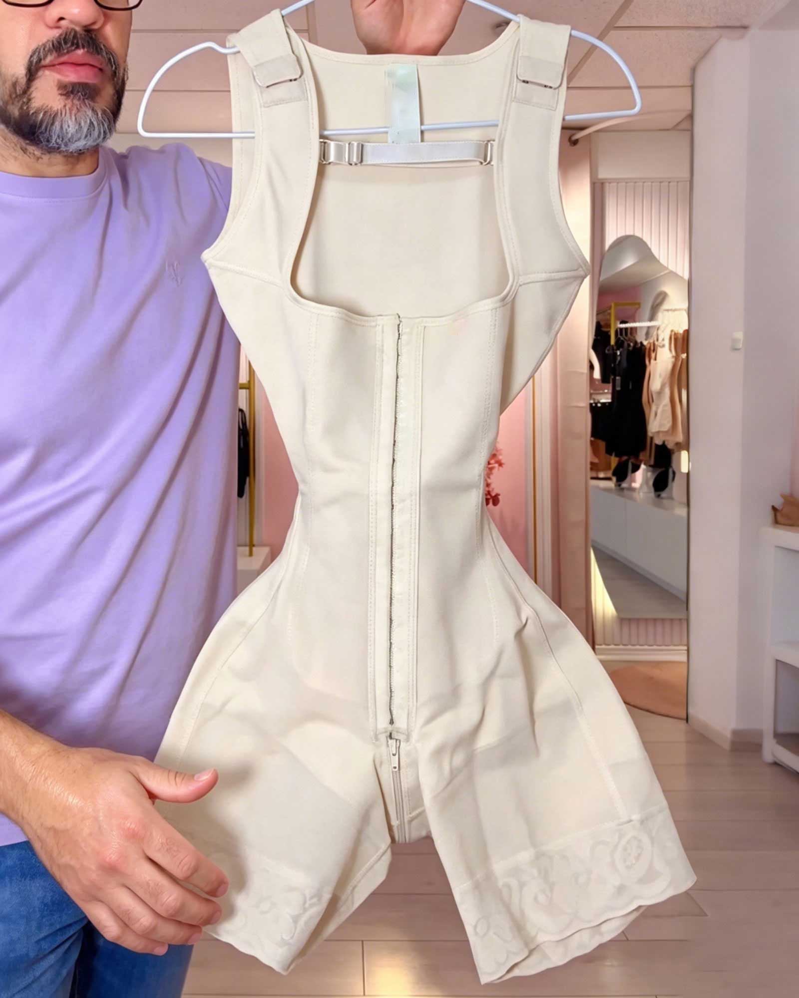 Adjustable Strap Mid-Thigh Bodysuit Shapewear with Butt Lifter